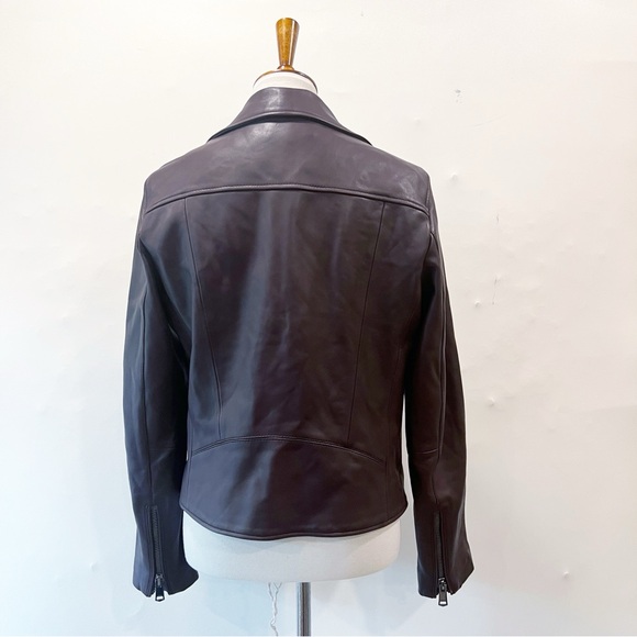 Reiss Geo Leather Jacket in Oxblood - Picture 9 of 13